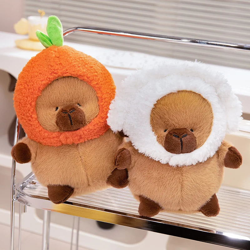 Chubby Capybara Plushie With Hat-Enchanted peach