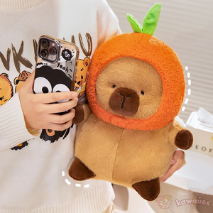 Chubby Capybara Plushie With Hat-Enchanted peach