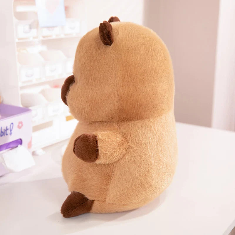 Chubby Capybara Plushie With Hat-Enchanted peach