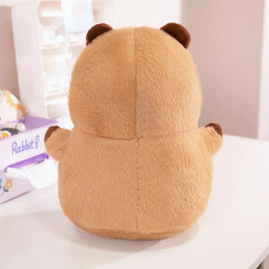 Chubby Capybara Plushie With Hat-Enchanted peach