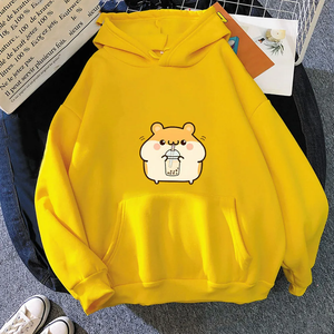 Chubby Hamster Drinking Bubble Tea Unisex Hoodie-Enchanted peach