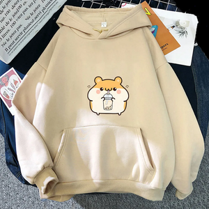 Chubby Hamster Drinking Bubble Tea Unisex Hoodie-Enchanted peach