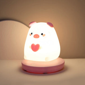 Chubby Kawaii Bunny Panda Pig Tiger LED Night Light Collection-Enchanted peach