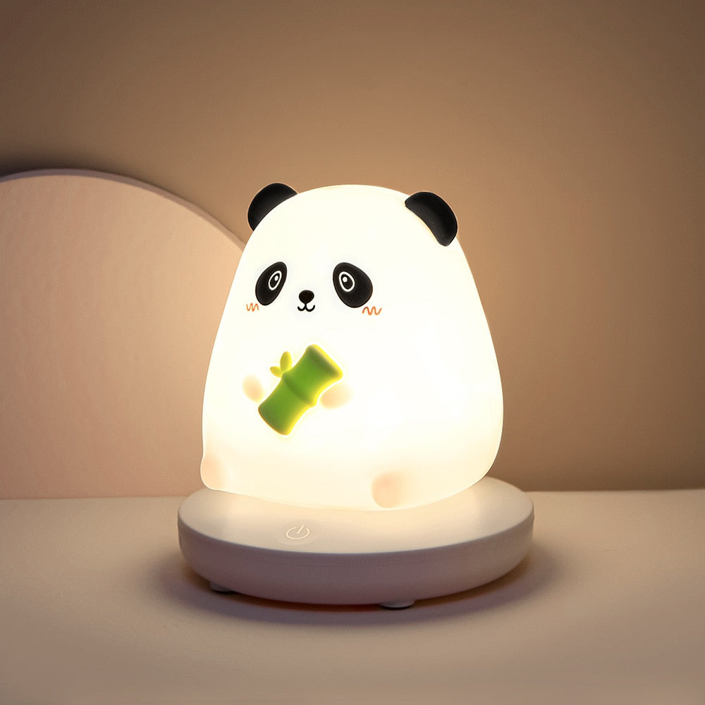 Chubby Kawaii Bunny Panda Pig Tiger LED Night Light Collection-Enchanted peach