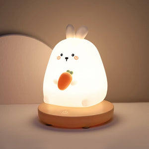 Chubby Kawaii Bunny Panda Pig Tiger LED Night Light Collection-Enchanted peach