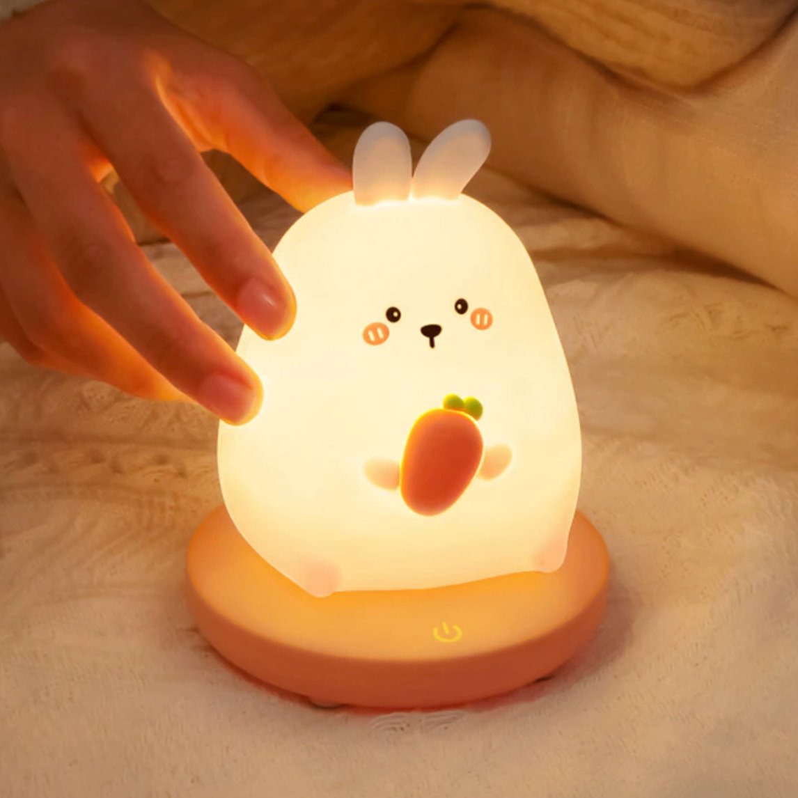 Chubby Kawaii Bunny Panda Pig Tiger LED Night Light Collection-Enchanted peach