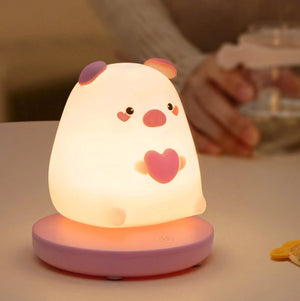 Chubby Kawaii Bunny Panda Pig Tiger LED Night Light Collection-Enchanted peach