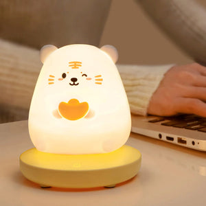 Chubby Kawaii Bunny Panda Pig Tiger LED Night Light Collection-Enchanted peach