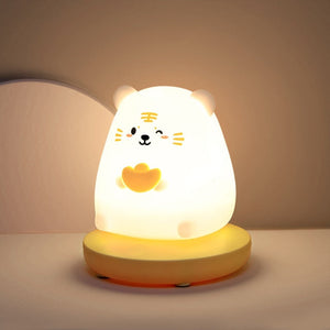 Chubby Kawaii Bunny Panda Pig Tiger LED Night Light Collection-Enchanted peach