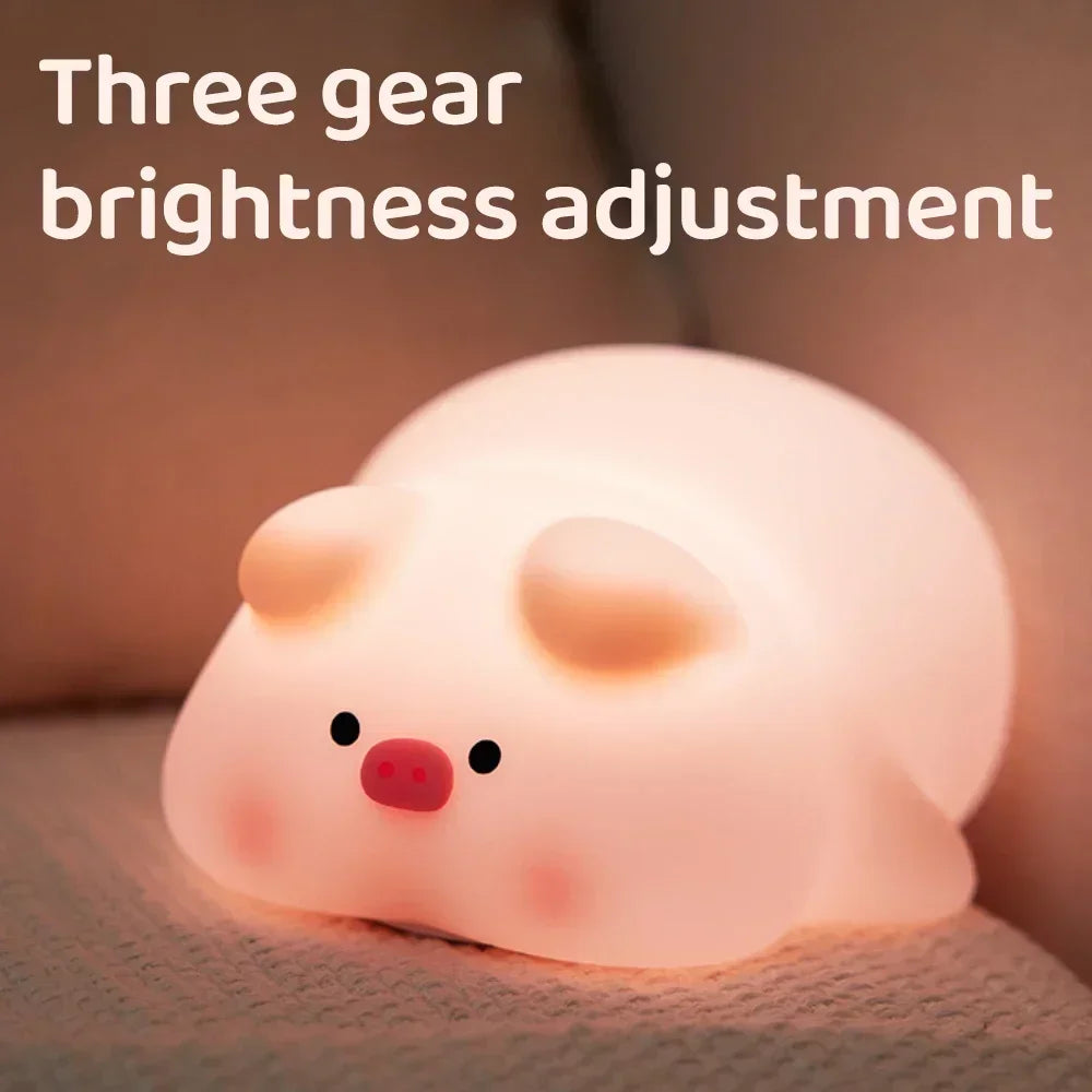 Chubby Pink Piggy LED Night Light-Enchanted peach