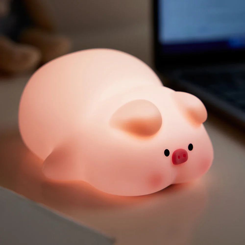 Chubby Pink Piggy LED Night Light-Enchanted peach