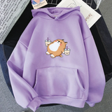 Chubby Shiba Inu Bubble Tea Unisex Hoodie-Enchanted peach