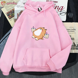 Chubby Shiba Inu Bubble Tea Unisex Hoodie-Enchanted peach