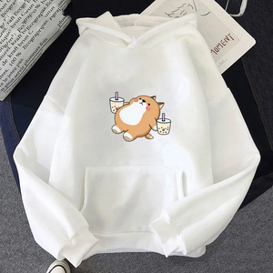 Chubby Shiba Inu Bubble Tea Unisex Hoodie-Enchanted peach