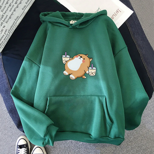 Chubby Shiba Inu Bubble Tea Unisex Hoodie-Enchanted peach