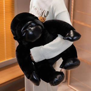 Chunky Black Silver Gorilla Ape Plushies-Enchanted peach