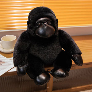 Chunky Black Silver Gorilla Ape Plushies-Enchanted peach