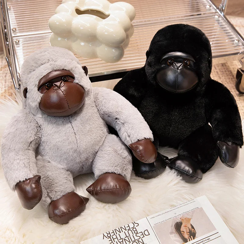 Chunky Black Silver Gorilla Ape Plushies-Enchanted peach