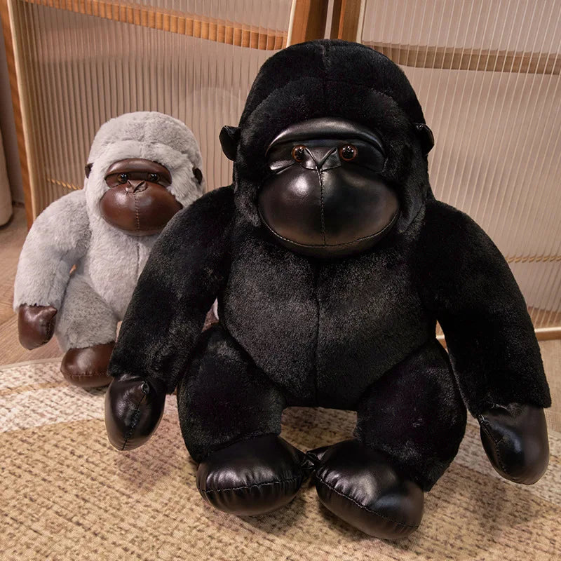 Chunky Black Silver Gorilla Ape Plushies-Enchanted peach