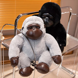 Chunky Black Silver Gorilla Ape Plushies-Enchanted peach