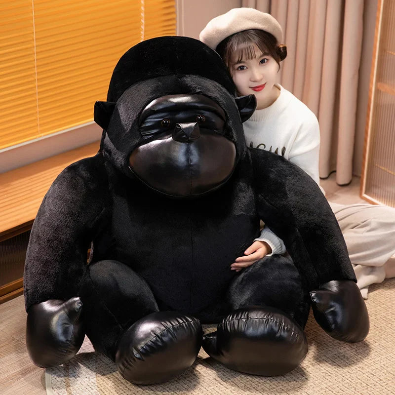 Chunky Black Silver Gorilla Ape Plushies-Enchanted peach