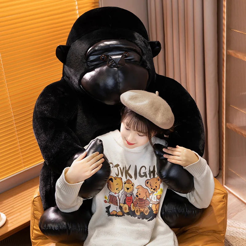 Chunky Black Silver Gorilla Ape Plushies-Enchanted peach