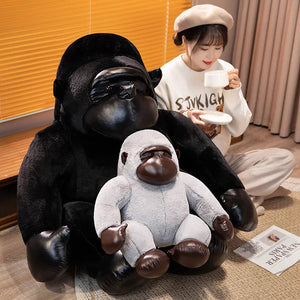 Chunky Black Silver Gorilla Ape Plushies-Enchanted peach