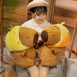 Chunky Kawaii Capybara Plush with Hat-Enchanted peach