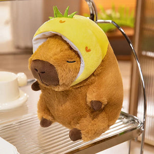 Chunky Kawaii Capybara Plush with Hat-Enchanted peach