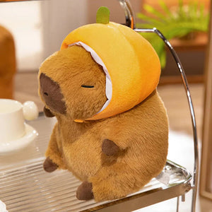 Chunky Kawaii Capybara Plush with Hat-Enchanted peach