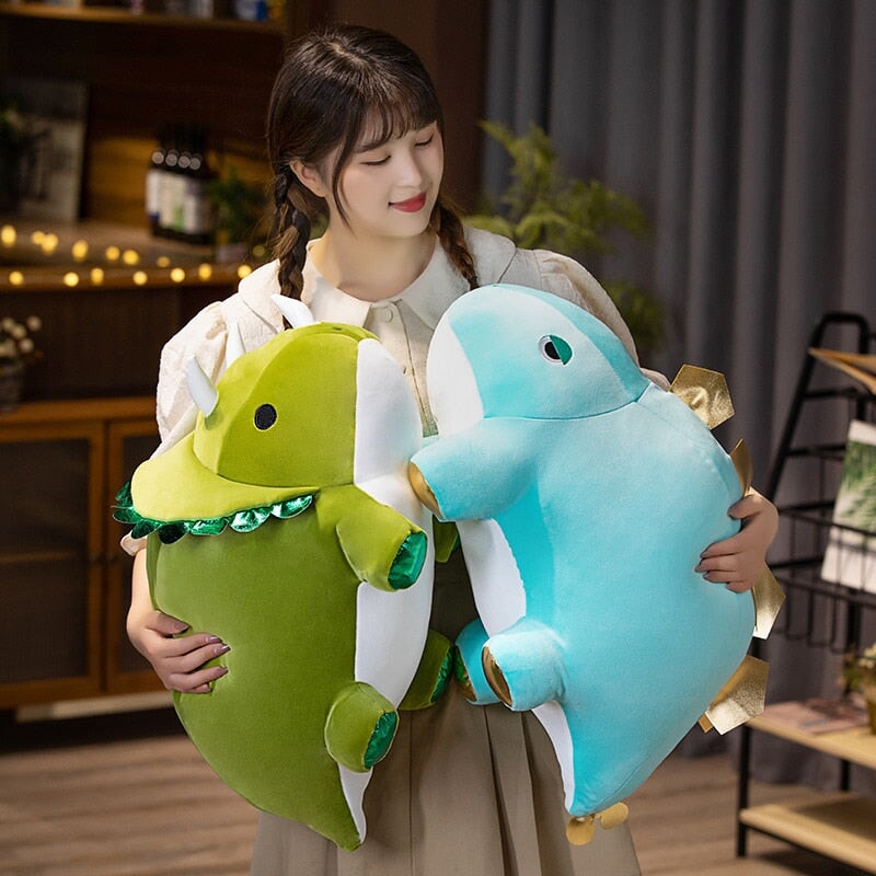 Chunky Kawaii Dinosaur Triceratops Stegosaurus Plushies-Enchanted peach