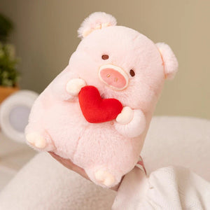 Chunky Love Heart Piggy Plushie-Enchanted peach