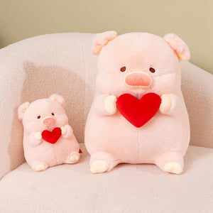 Chunky Love Heart Piggy Plushie-Enchanted peach