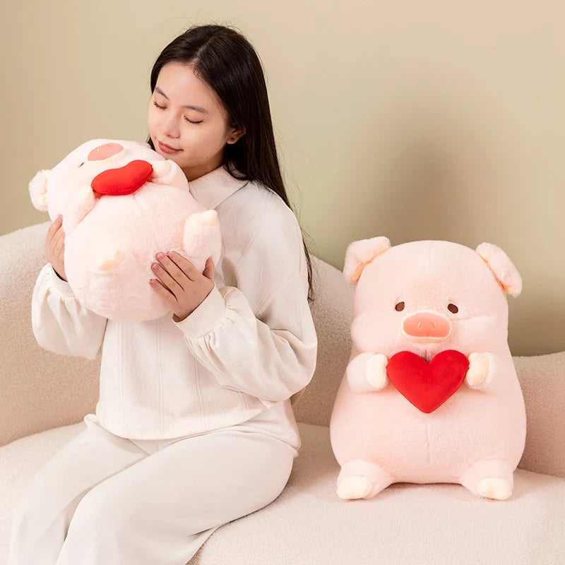 Chunky Love Heart Piggy Plushie-Enchanted peach