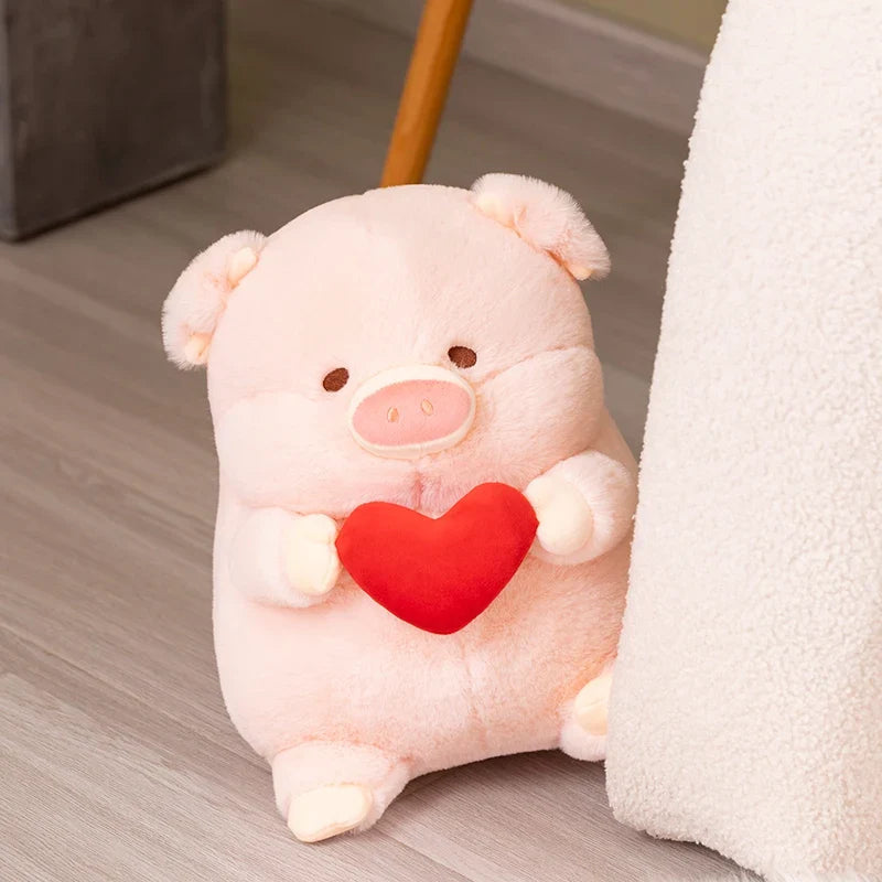 Chunky Love Heart Piggy Plushie-Enchanted peach