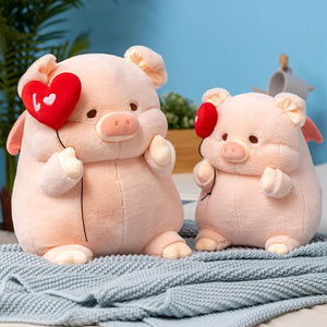 Chunky Love Heart Piggy Plushie-Enchanted peach