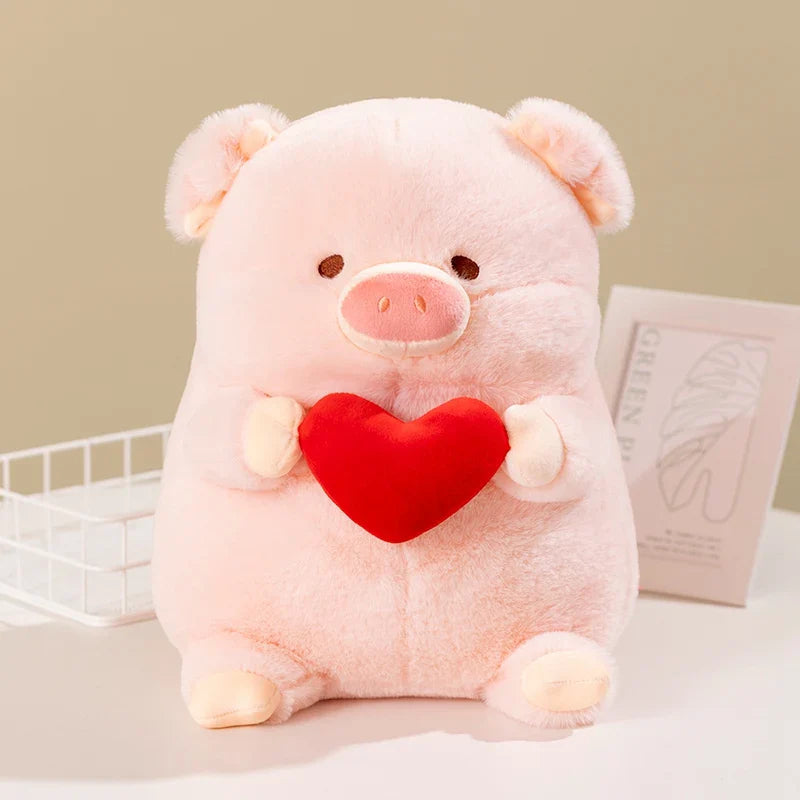 Chunky Love Heart Piggy Plushie-Enchanted peach