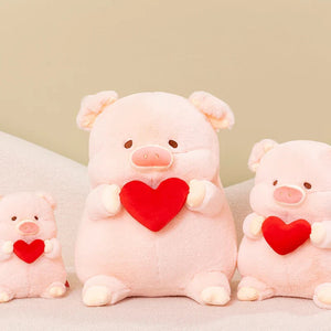 Chunky Love Heart Piggy Plushie-Enchanted peach