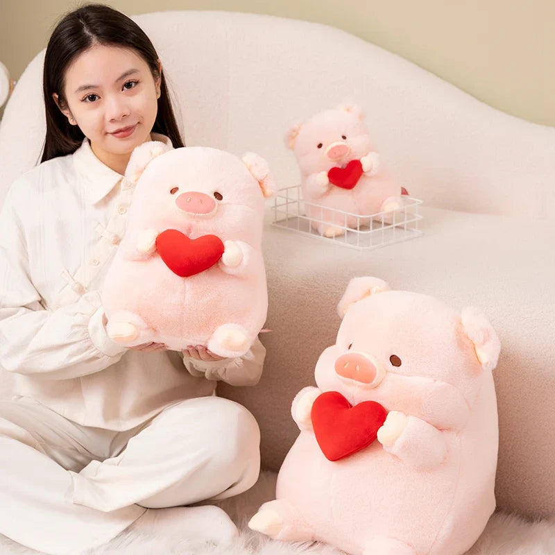 Chunky Love Heart Piggy Plushie-Enchanted peach