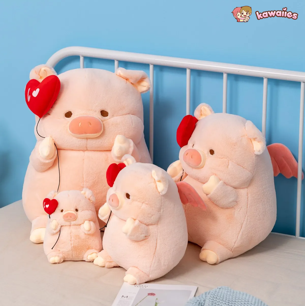 Chunky Love Heart Piggy Plushie-Enchanted peach