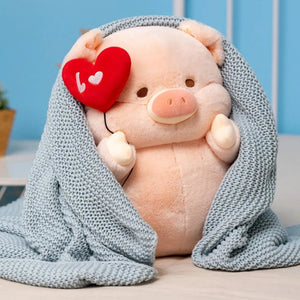 Chunky Love Heart Piggy Plushie-Enchanted peach