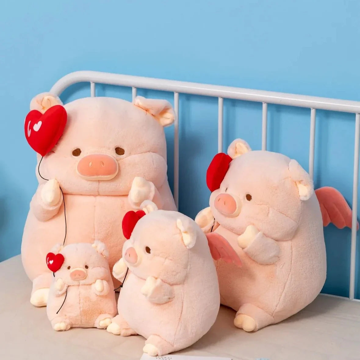 Chunky Love Heart Piggy Plushie-Enchanted peach