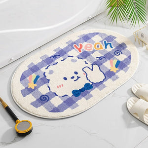 Circle Oval Bear Bunny Bathroom Mat Collection-Enchanted peach