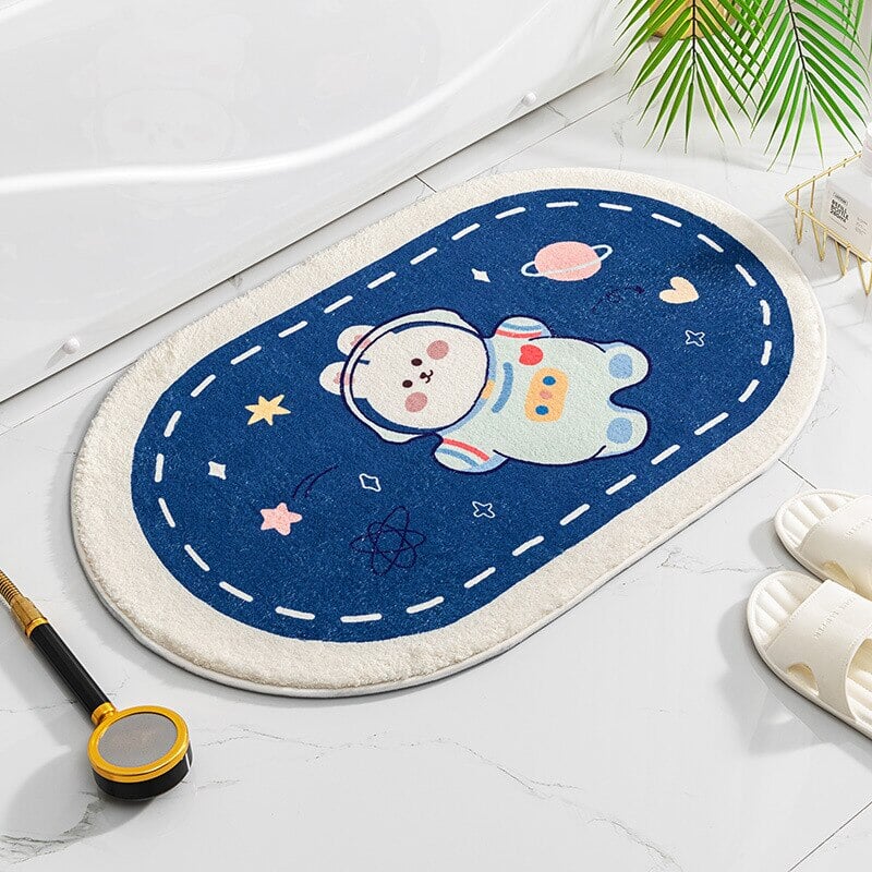 Circle Oval Bear Bunny Bathroom Mat Collection-Enchanted peach