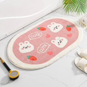 Circle Oval Bear Bunny Bathroom Mat Collection-Enchanted peach