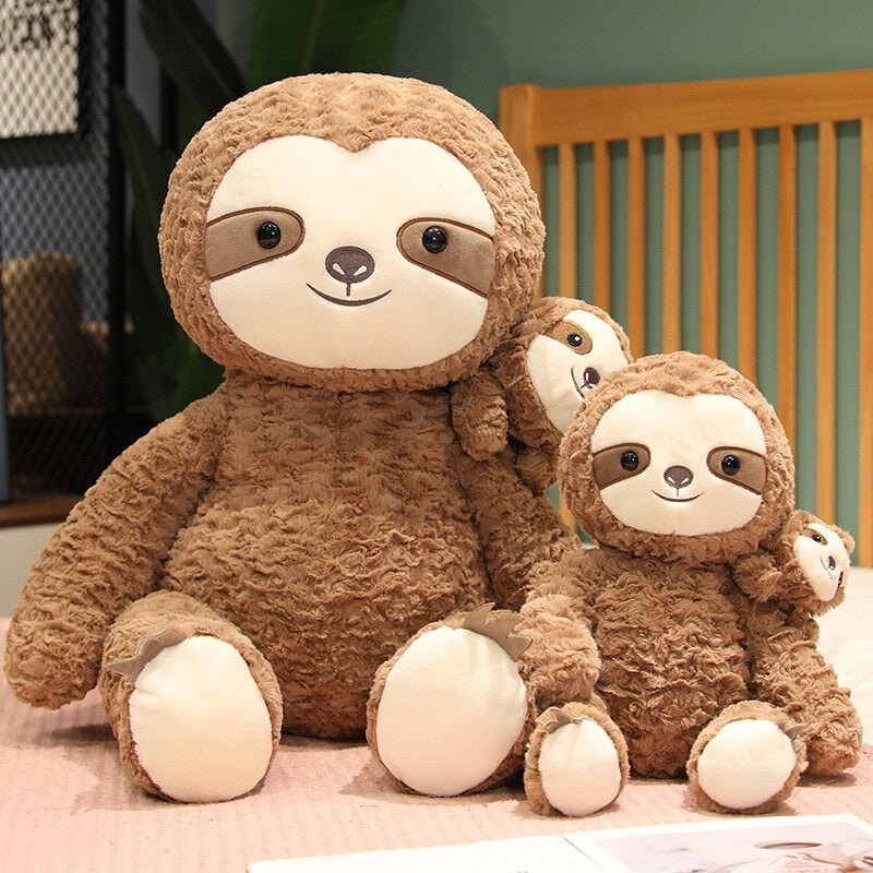 Cocoa and Boo the Fluffy Sloth Plushie-Enchanted peach