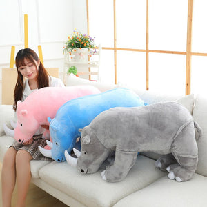 Colorful Cuddly Rhino Plushies-Enchanted peach