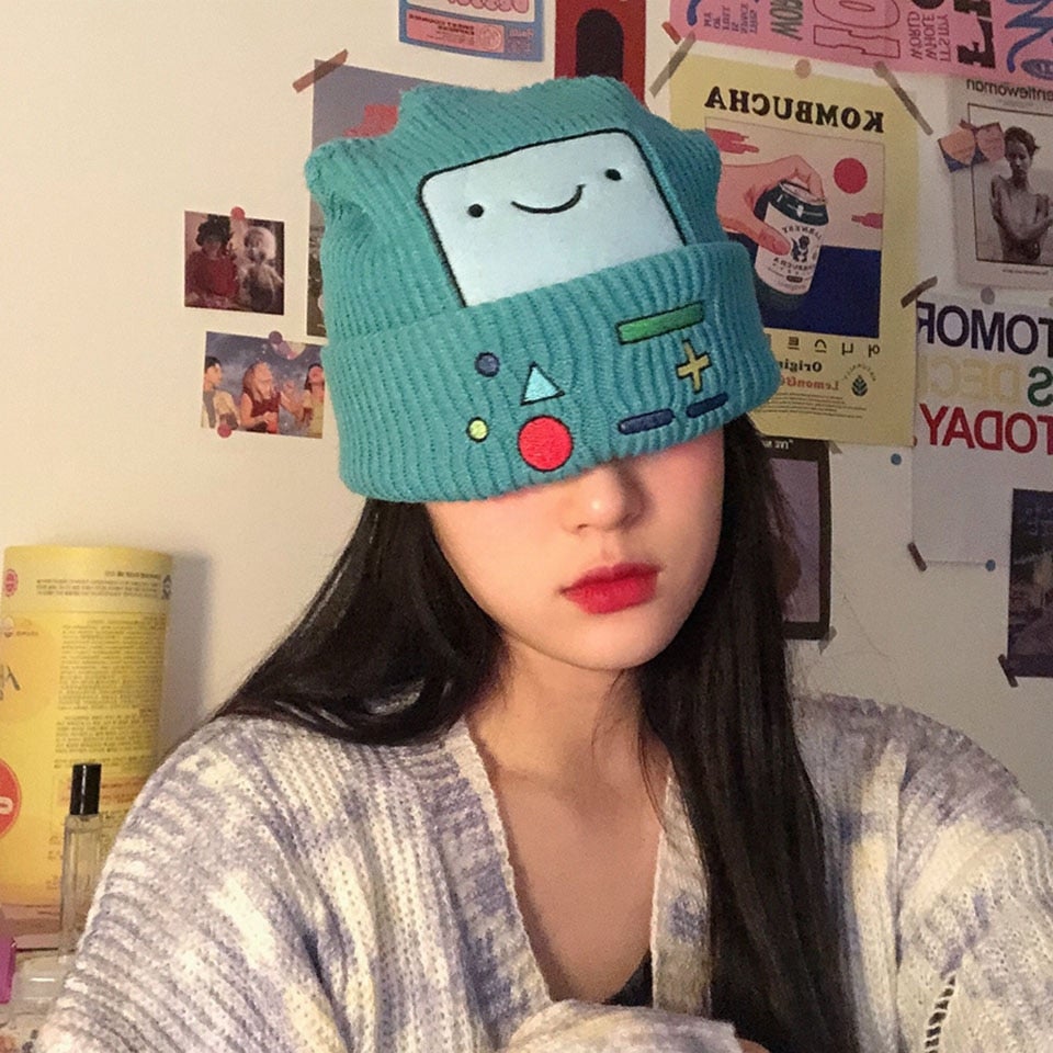 Colourful BMO Robot Beanie Hat-Enchanted peach