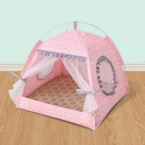 Cool Breezy Tent Cat Bed-Enchanted peach