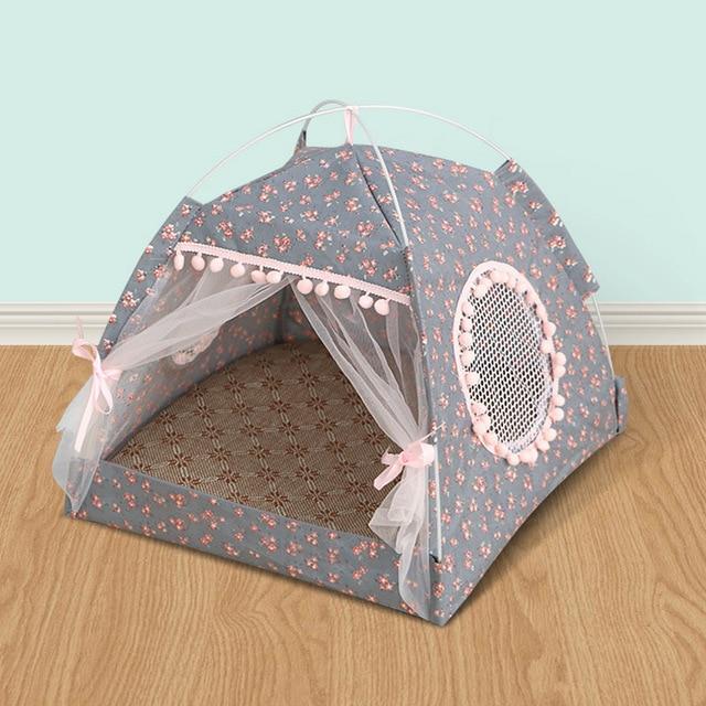 Cool Breezy Tent Cat Bed-Enchanted peach